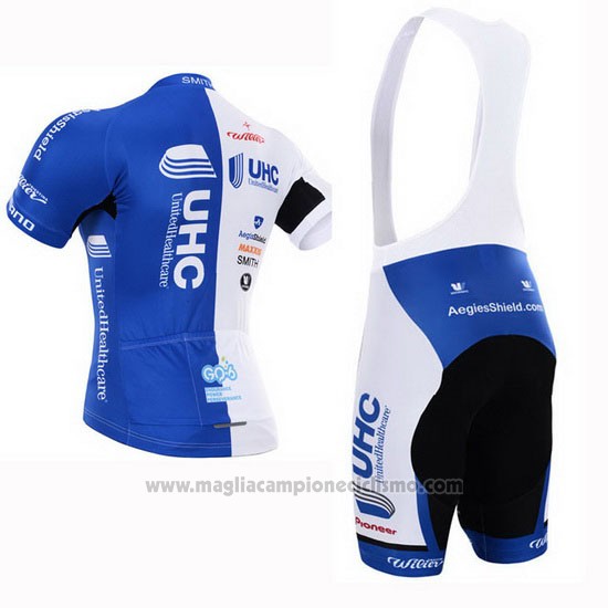 2015 Abbigliamento Ciclismo UHC Bianco e Celeste Manica Corta e Salopette